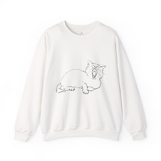 Yawn Cat Unisex Heavy Crewneck Sweatshirt