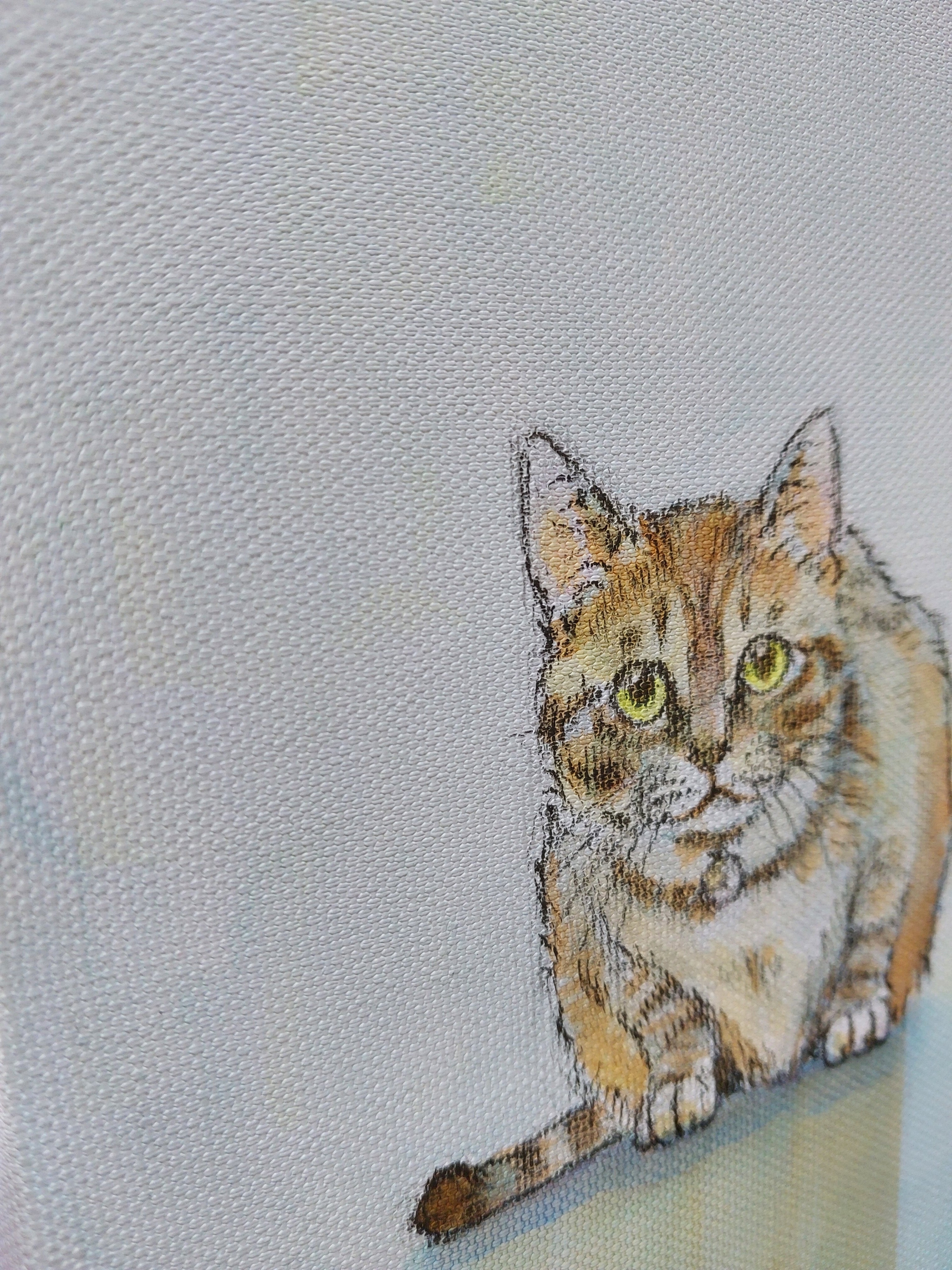 猫の絵　シリーズ扉その② 星月猫☆アート「星月猫 ににこ」絵画F0 複製画 木製パネル貼り